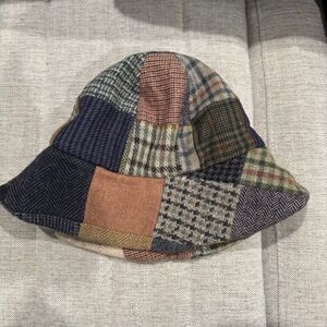 Hanna‎ Hats Donegal Ireland Wool Patchwork Plaid Bucket Hat Medium